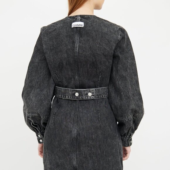 GANNI Acid Wash Denim Wrap Dress - Picture 13 of 13
